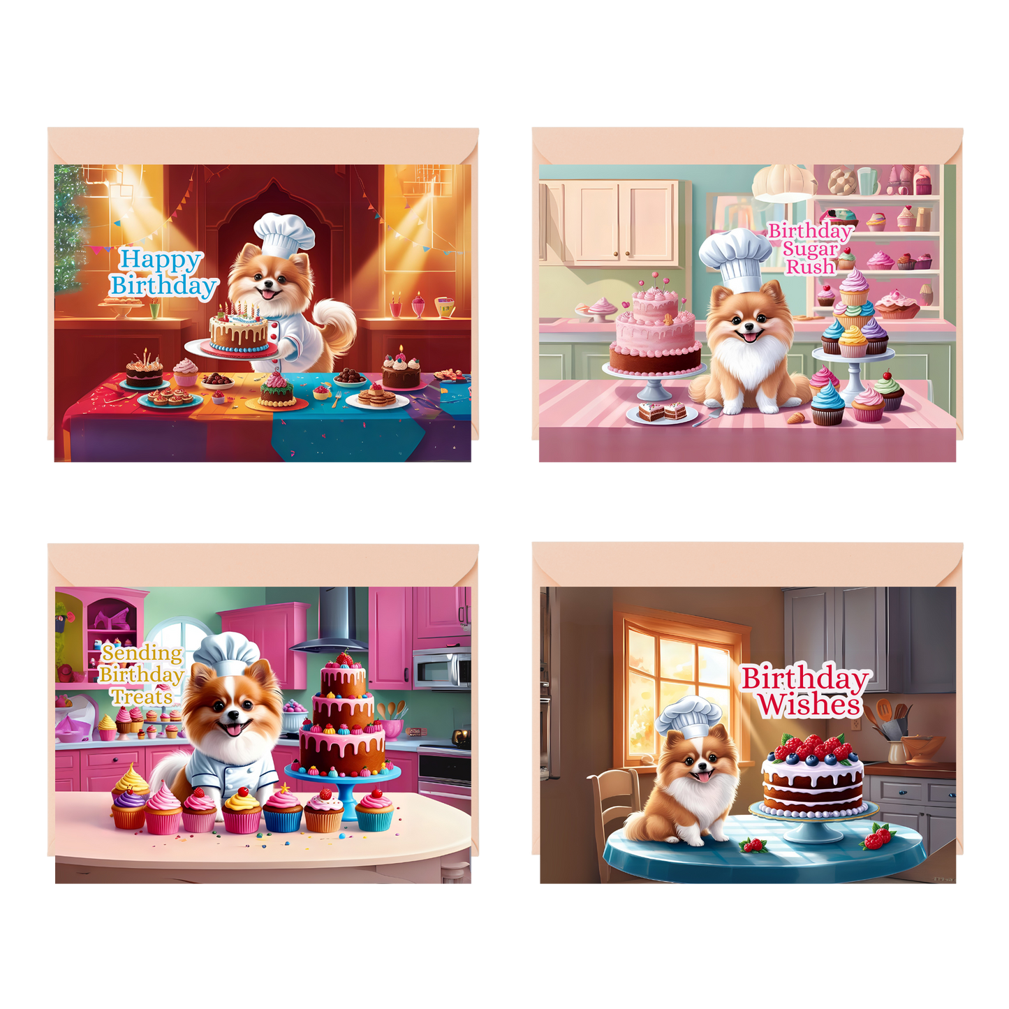 Pastry Pomeranian Birthday Cards