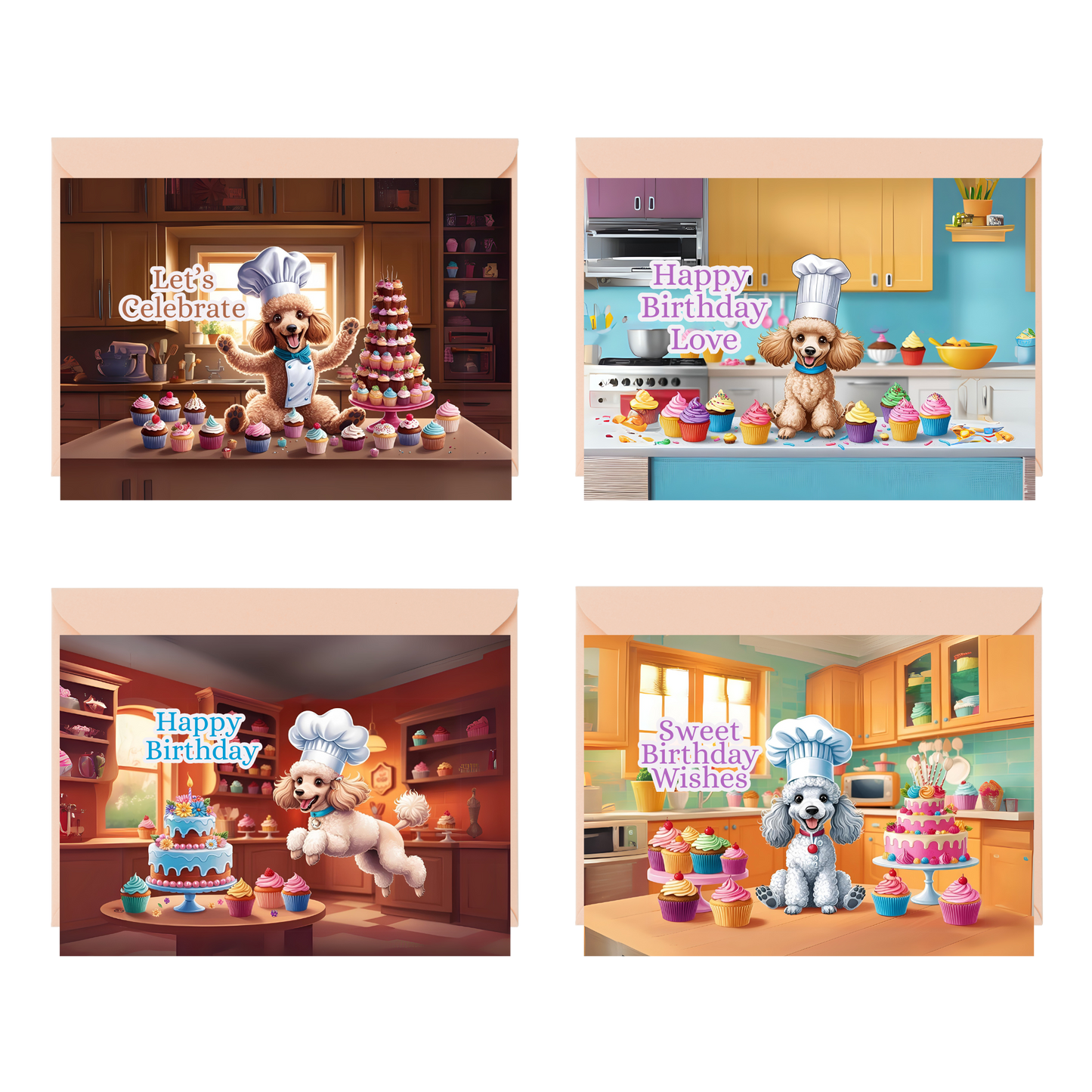 Poodle Pastry Party Birthday Cards