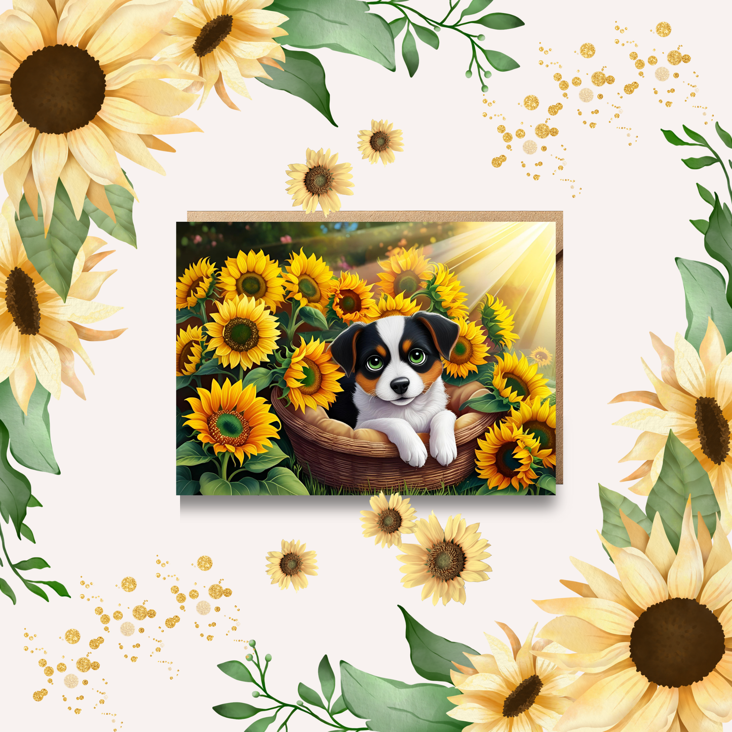 Sunflower Pup Greeting Card Set