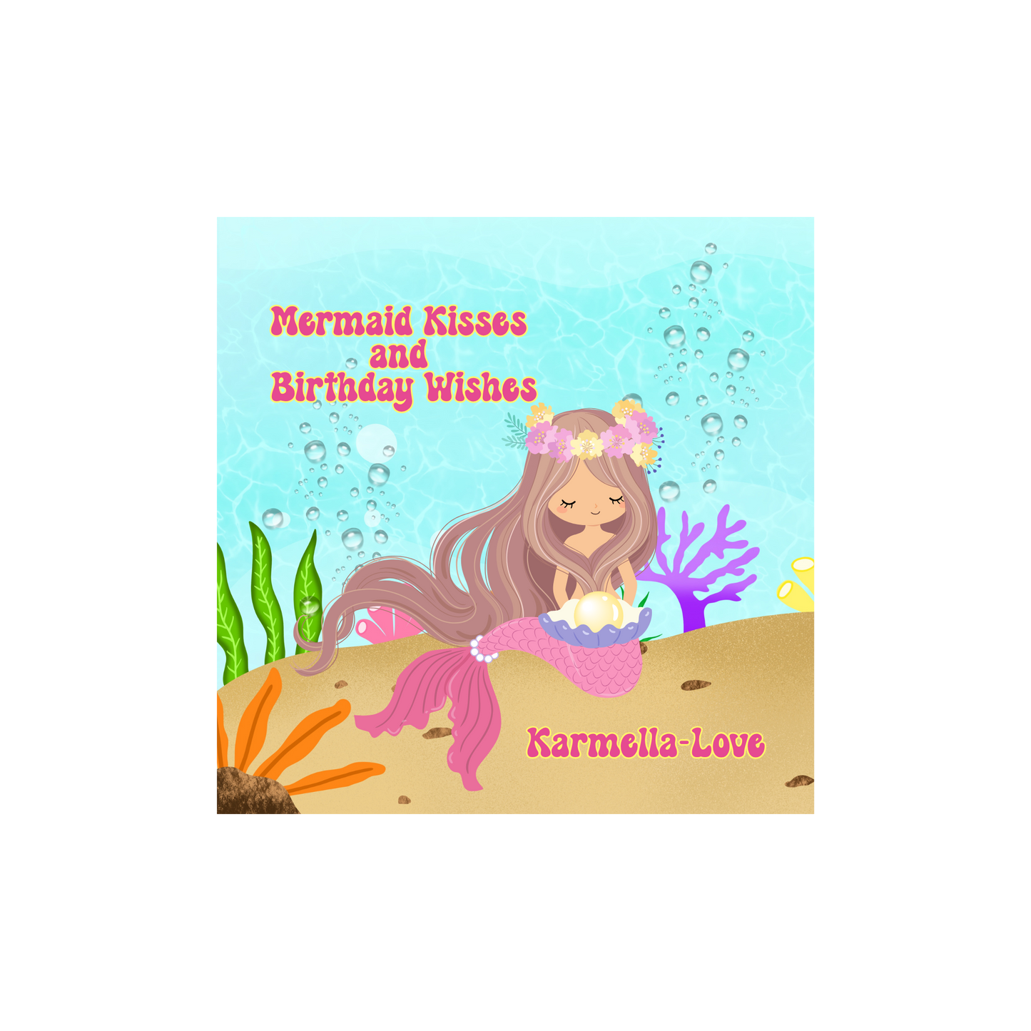 Personalized Mermaid Kisses and Birthday Wishes Card