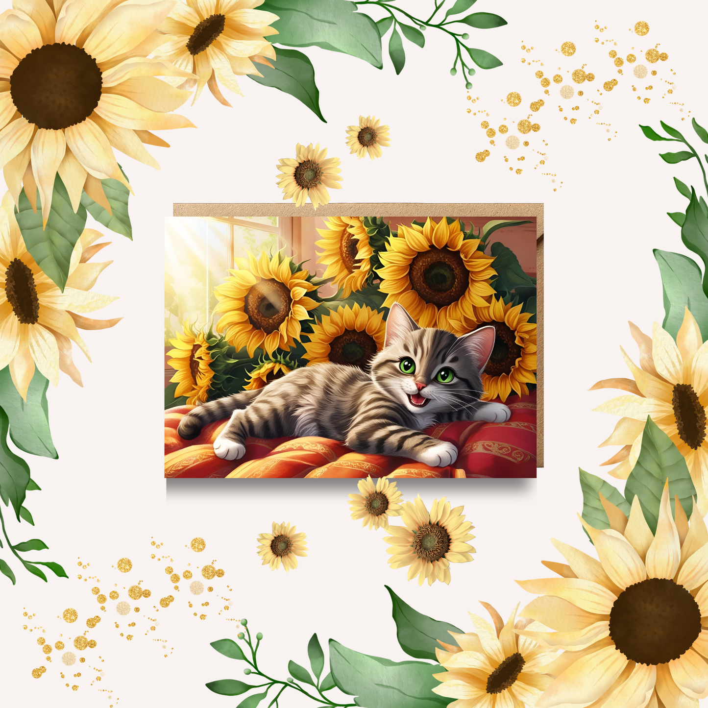 Sunflower Whiskers Greeting Card Set