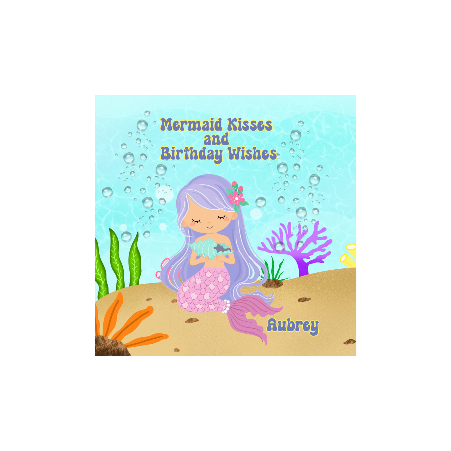 Personalized Mermaid Kisses and Birthday Wishes Card