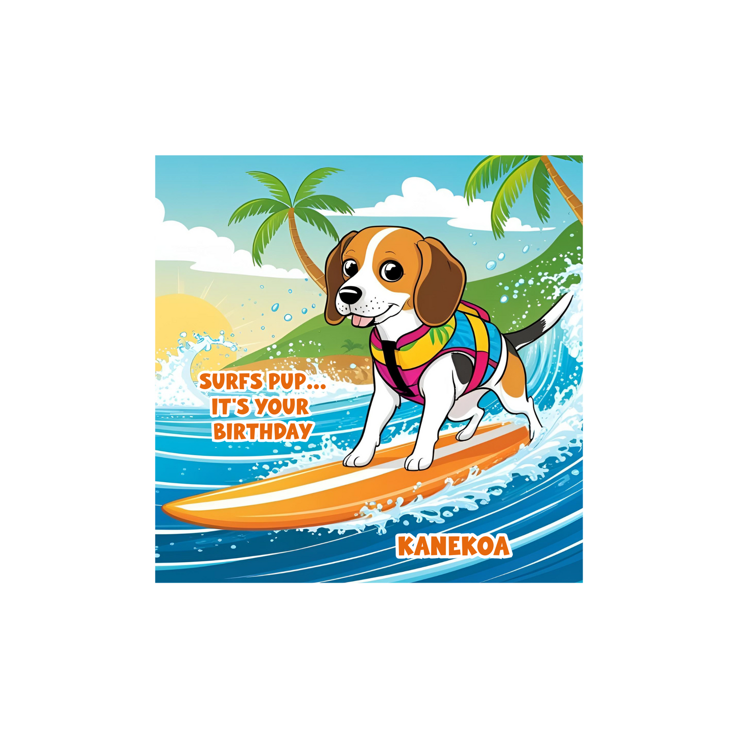 Personalized Surfing Dog Birthday Card