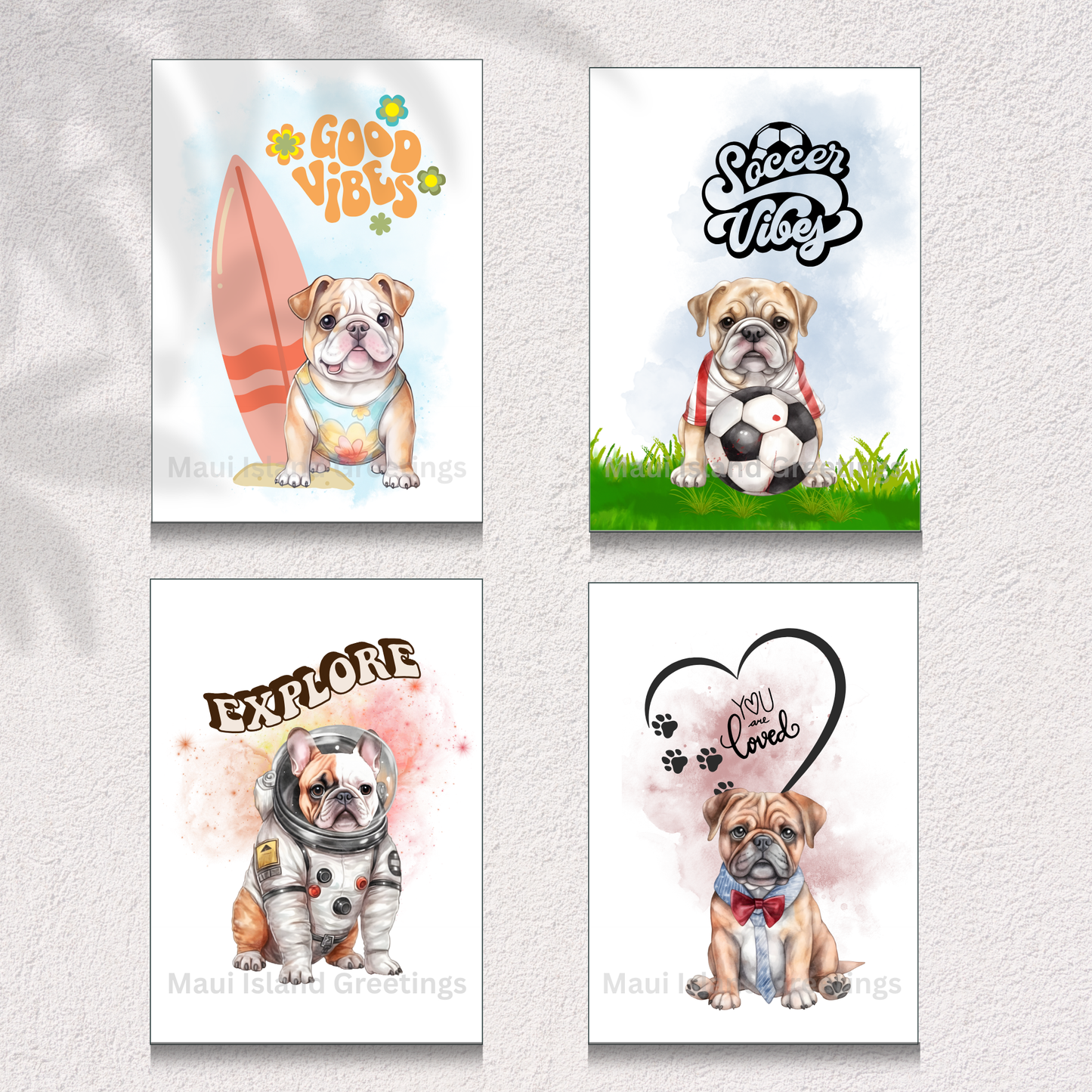 Bulldog Vibes Greeting Card Set