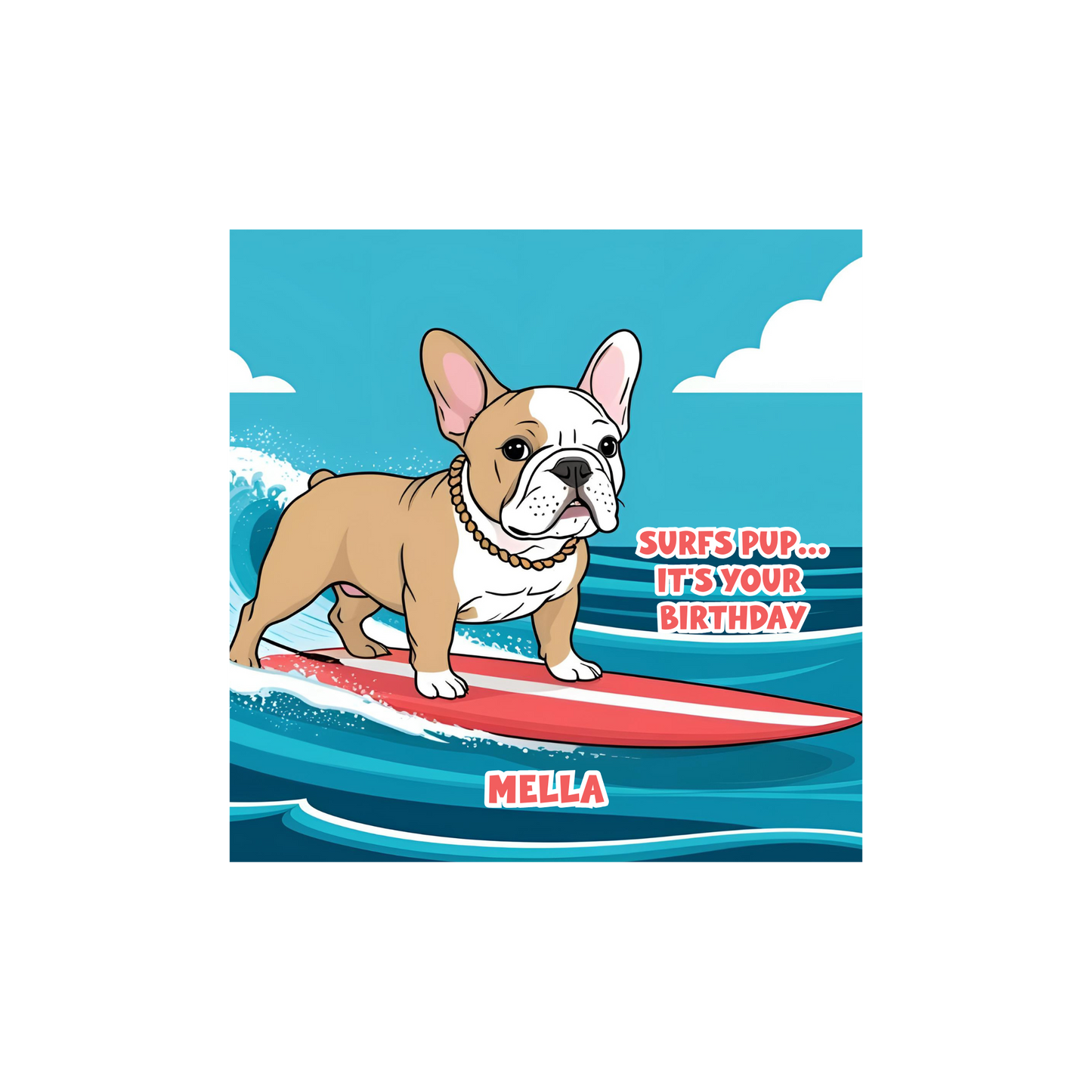 Personalized Surfing Dog Birthday Card