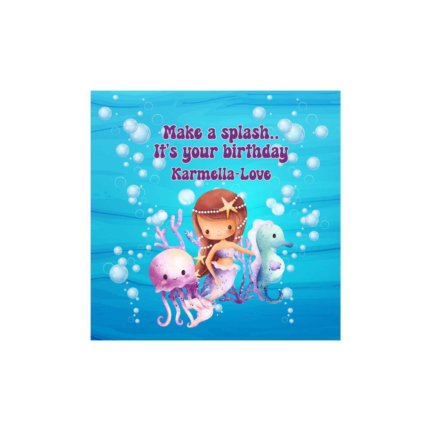 Personalized Make a Splash Mermaid Birthday Card