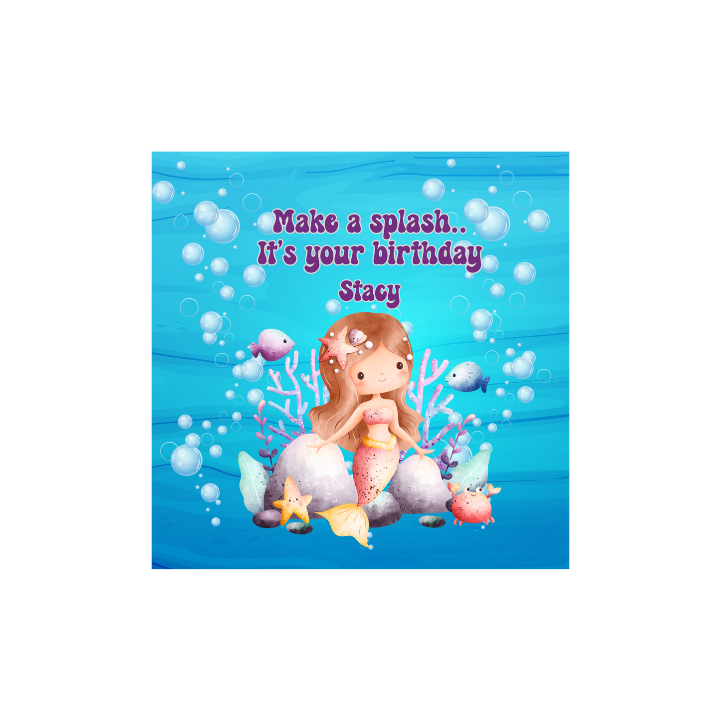 Personalized Make a Splash Mermaid Birthday Card