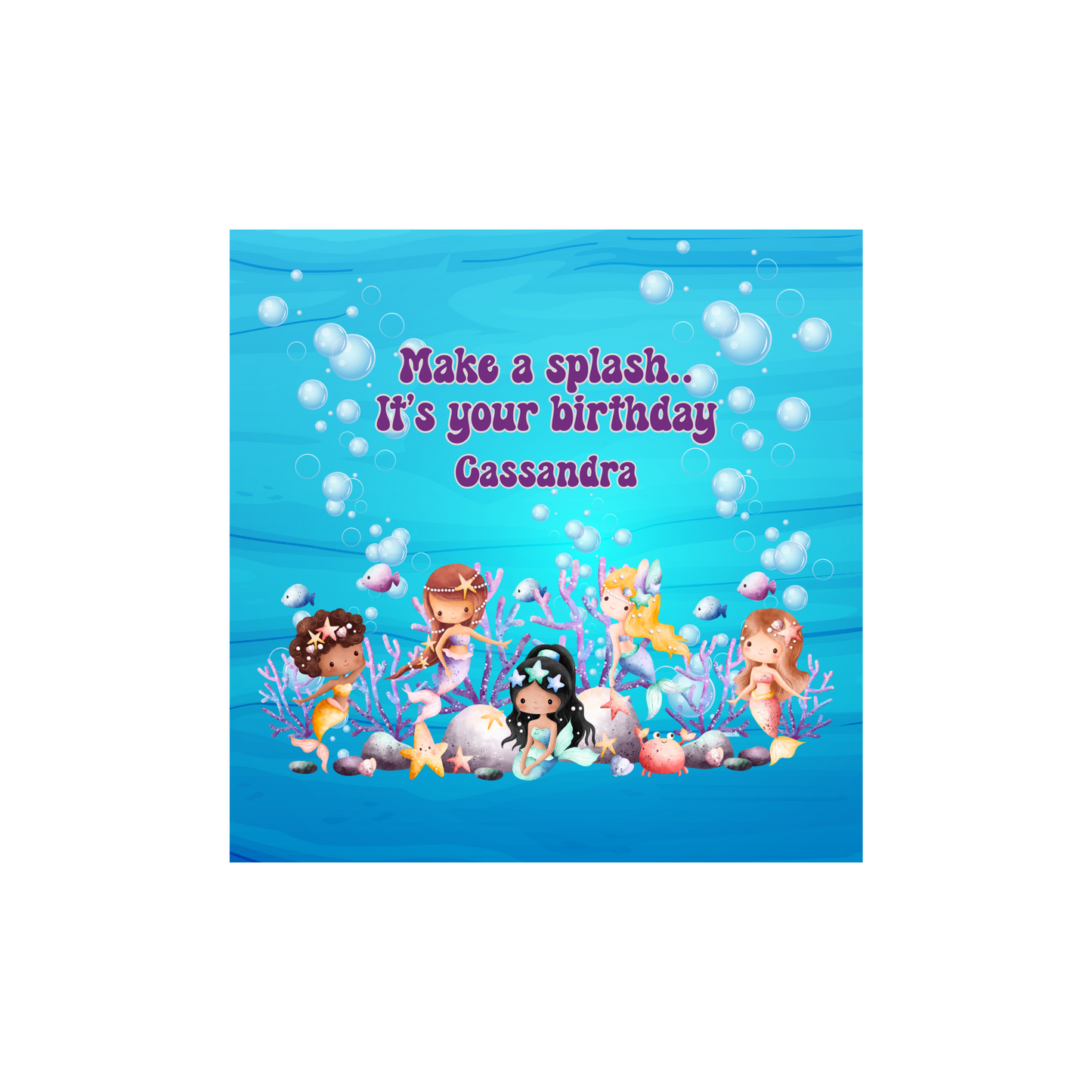 Personalized Make a Splash Mermaid Birthday Card