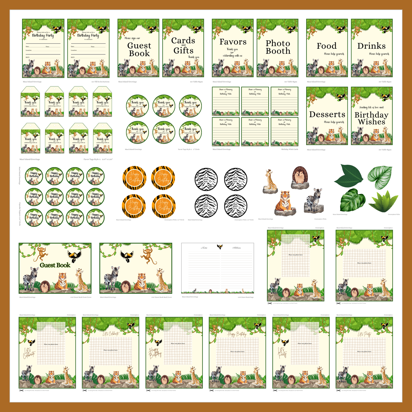 Safari Animals Birthday Party Pack