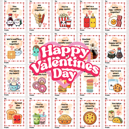 Kawaii Food Pun Valentine Cards