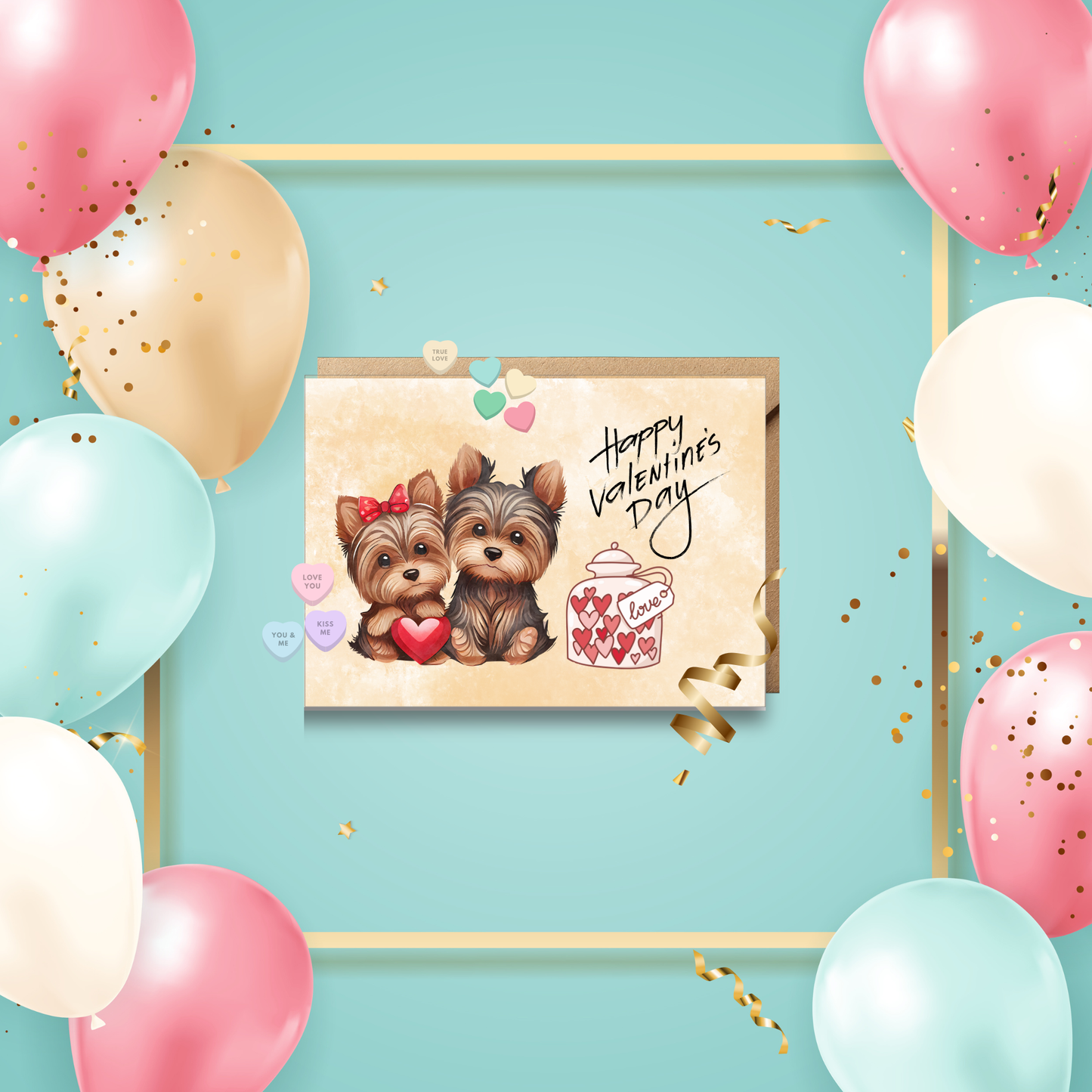 Yorkie Valentine's Day Cards