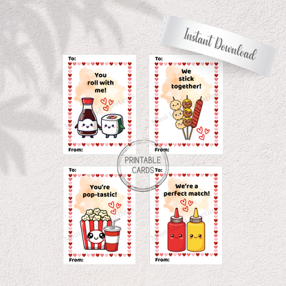 Kawaii Food Pun Valentine Cards