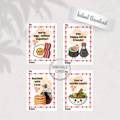 Kawaii Food Pun Valentine Cards