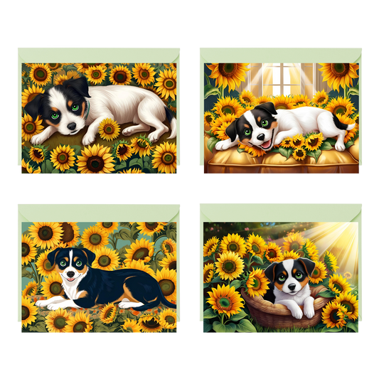 Sunflower Pup Notecards