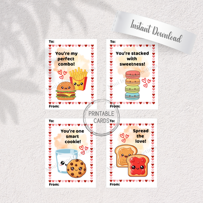Kawaii Food Pun Valentine Cards