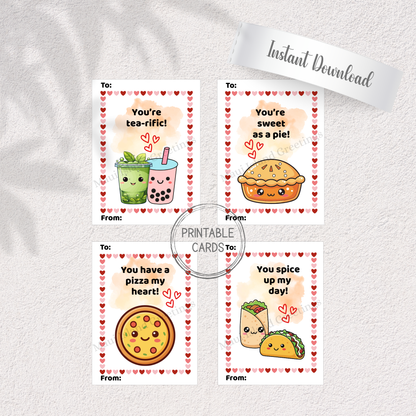 Kawaii Food Pun Valentine Cards