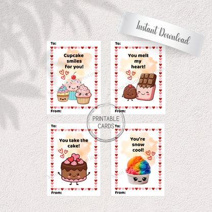 Kawaii Food Pun Valentine Cards