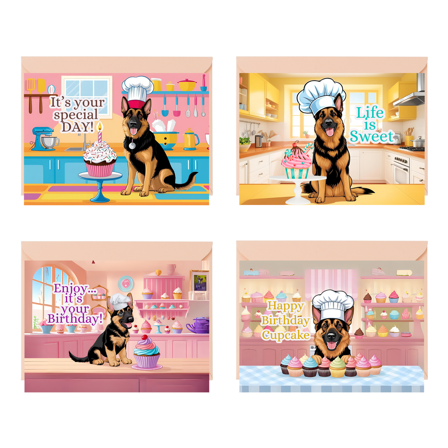 Sweet Shop German Shepherd Birthday Cards