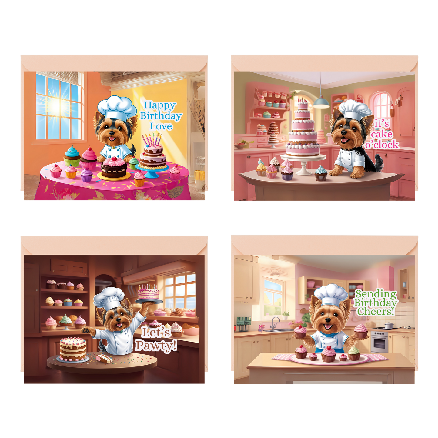 Yorkie's Birthday Bake Cards