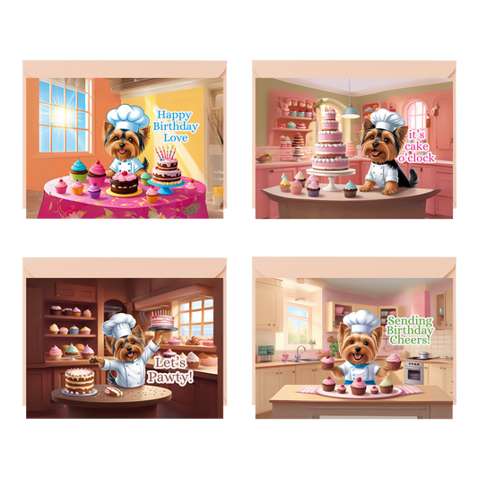 Yorkie's Birthday Bake Cards