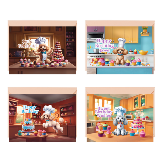 Poodle Pastry Party Birthday Cards