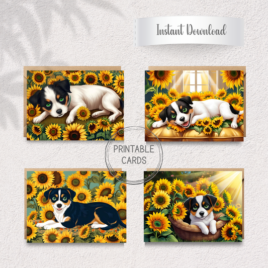 Sunflower Pup Greeting Card Set