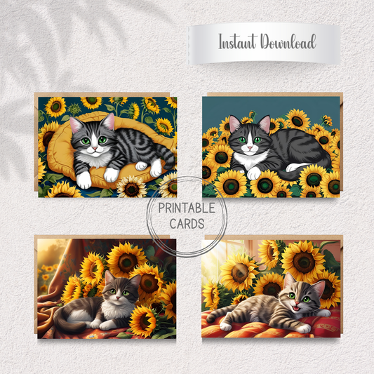 Sunflower Whiskers Greeting Card Set
