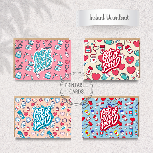 Get Well Soon Greeting Card Set
