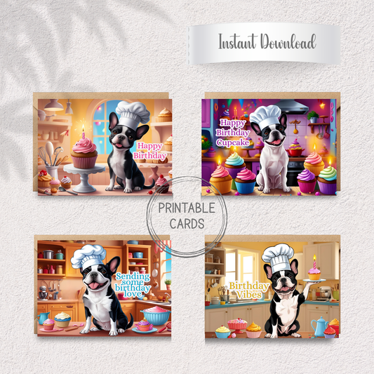 Barking Bakery Frenchie Birthday Greeting Card Set