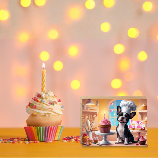 Barking Bakery Frenchie Birthday Greeting Card Set