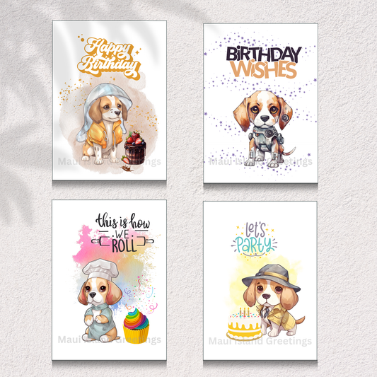 Beagle Birthday Bash Greeting Card Set