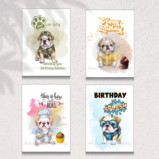 Bulldog Birthday Bash Greeting Card Set