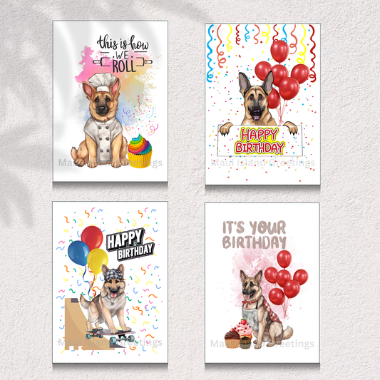 German Shepherd Birthday Vibes Card Set