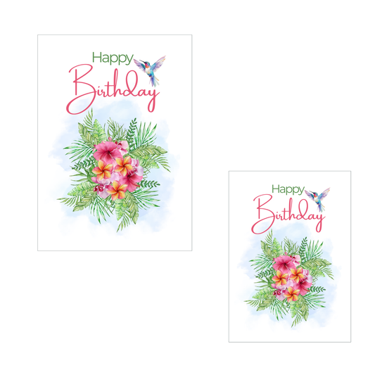 Hummingbird Tropics Birthday Greeting Card 2pc