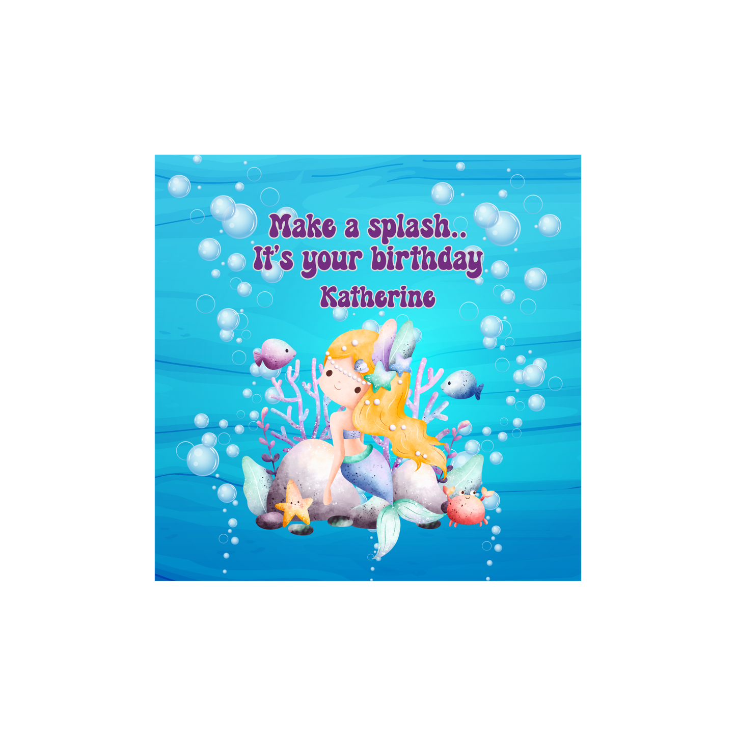 Personalized Make a Splash Mermaid Birthday Card