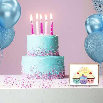Kawaii Cupcake Cuties Birthday Wishes Set