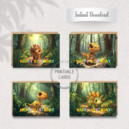 Sweet Little Dinos Birthday Card Set