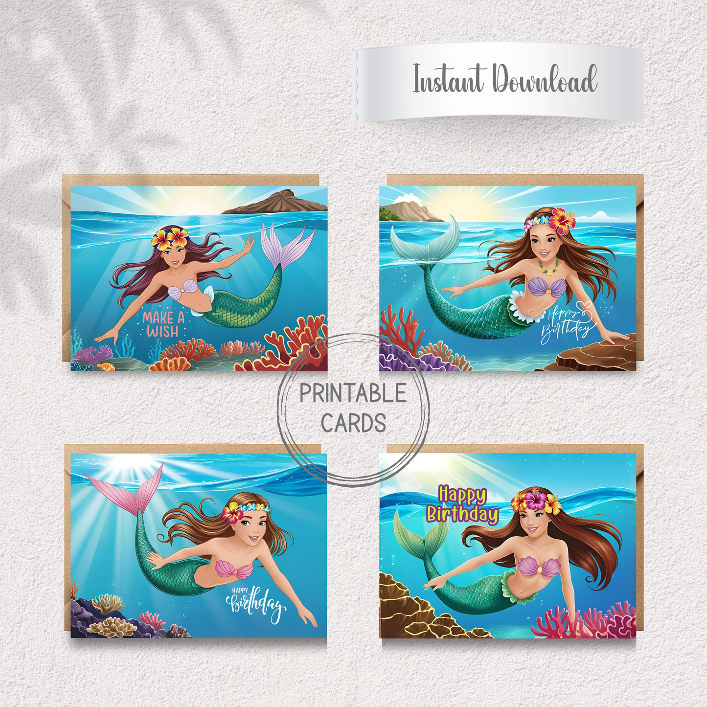 Mermaids of the Blue Birthday Card Set