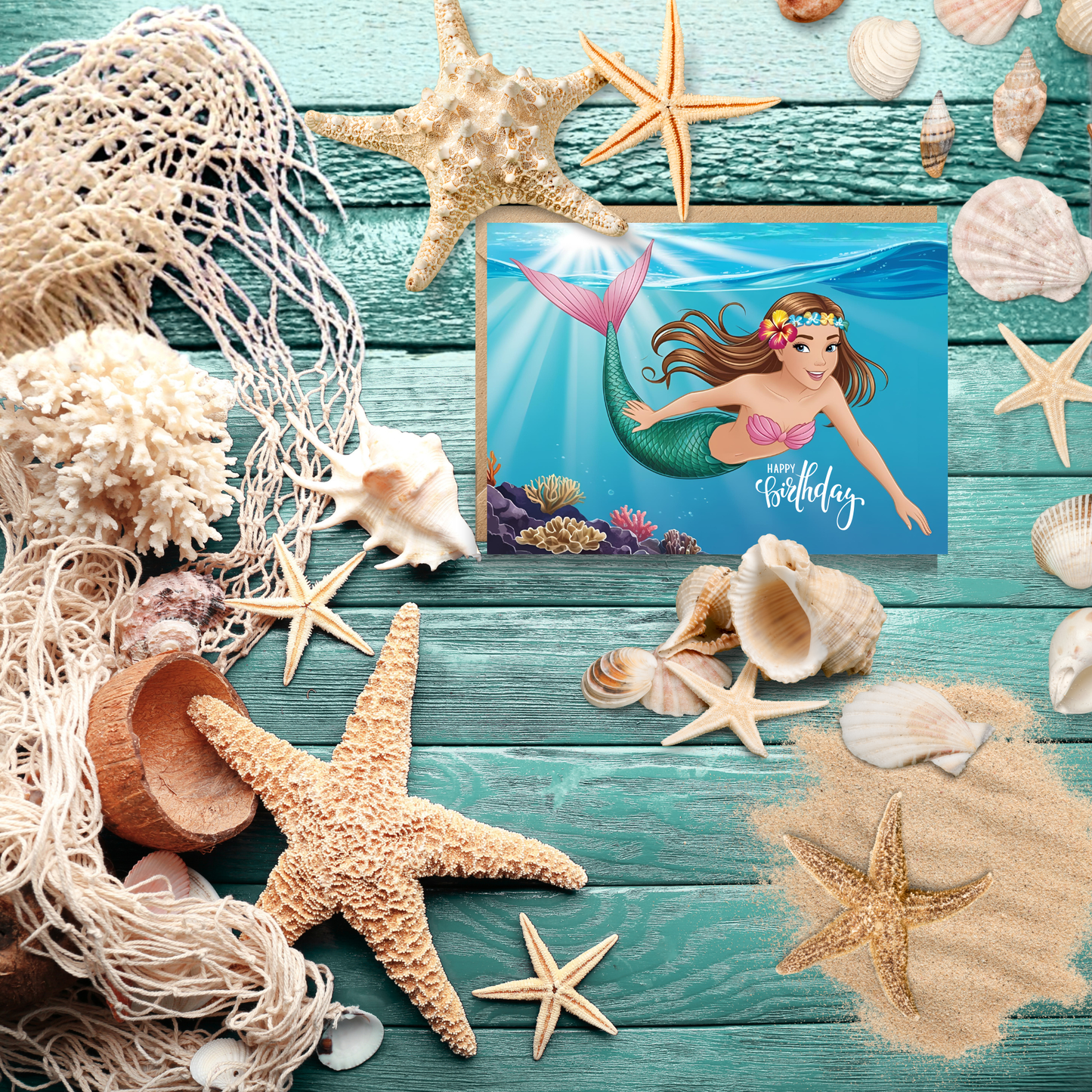 Mermaids of the Blue Birthday Card Set