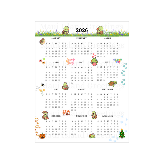 Turtley Stoked 2026 Wall Calendar