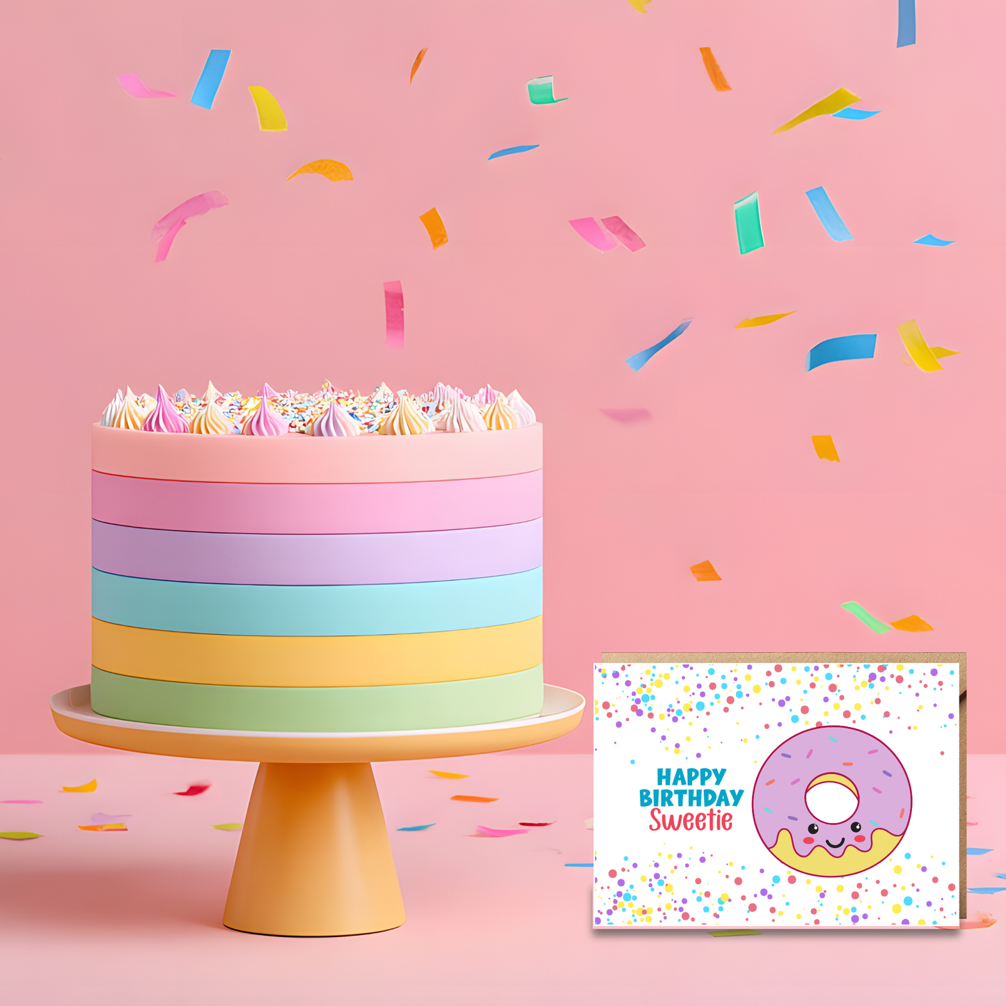 Kawaii Donut Delights Birthday Card Set