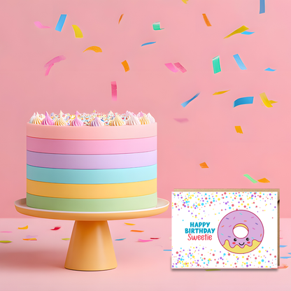 Kawaii Donut Delights Birthday Card Set