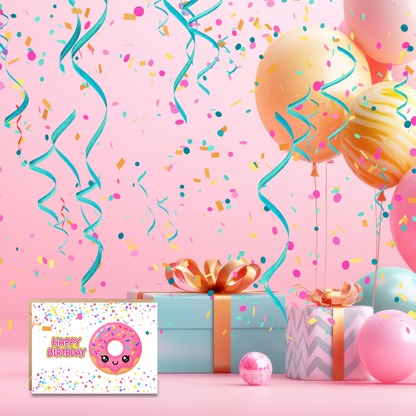 Kawaii Donut Delights Birthday Card Set