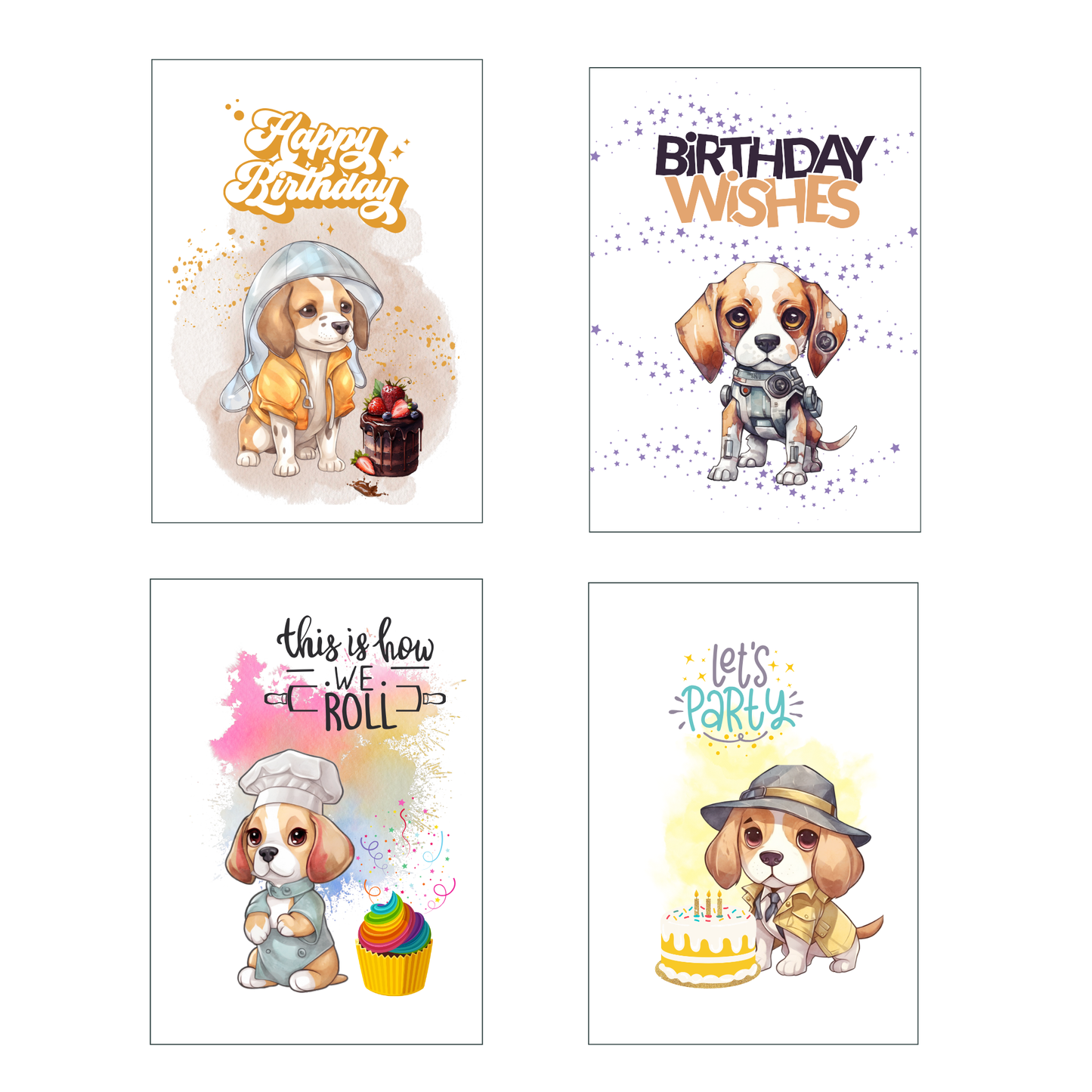 Beagle Birthday Bash Greeting Card Set