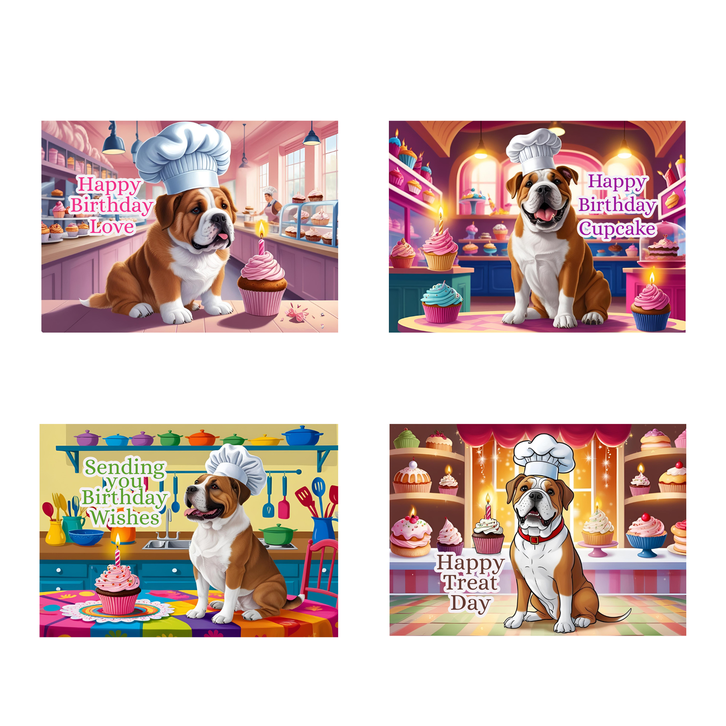 Bulldog Bakery Bash Birthday Greeting Card Set
