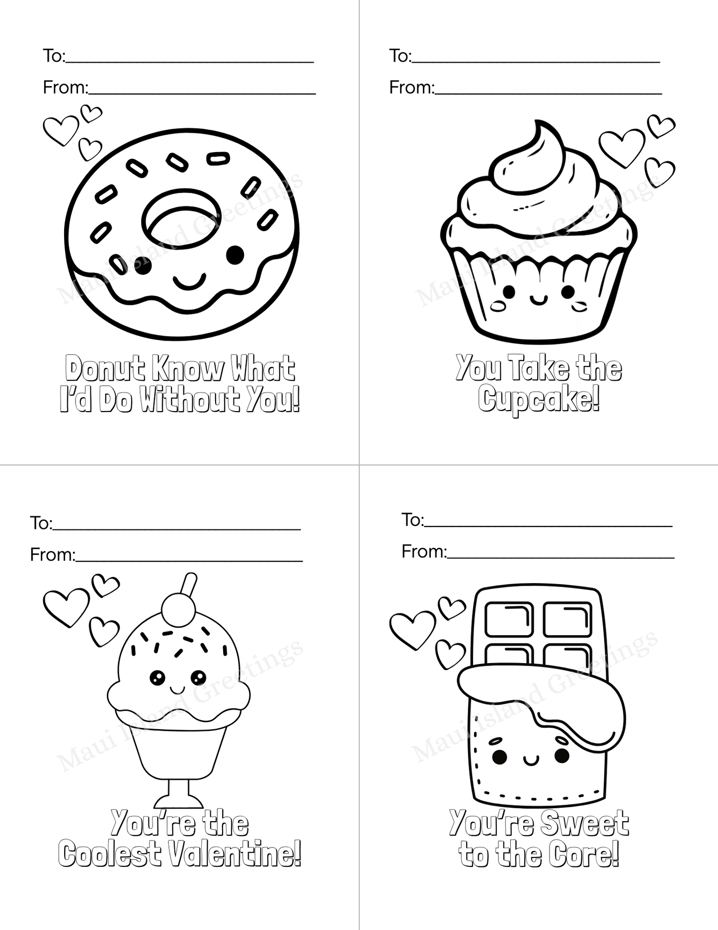 Color-Your-Own Kawaii Valentine Cards