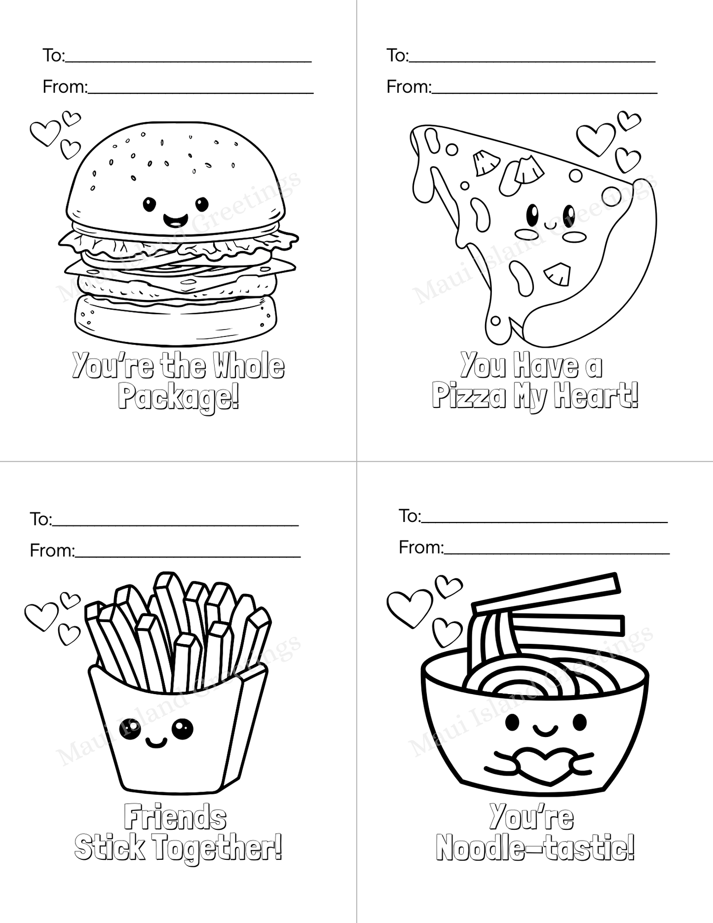 Color-Your-Own Kawaii Valentine Cards