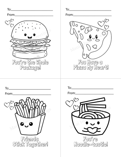 Color-Your-Own Kawaii Valentine Cards