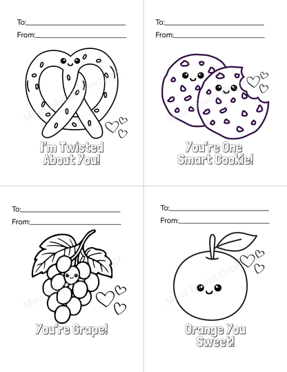 Color-Your-Own Kawaii Valentine Cards