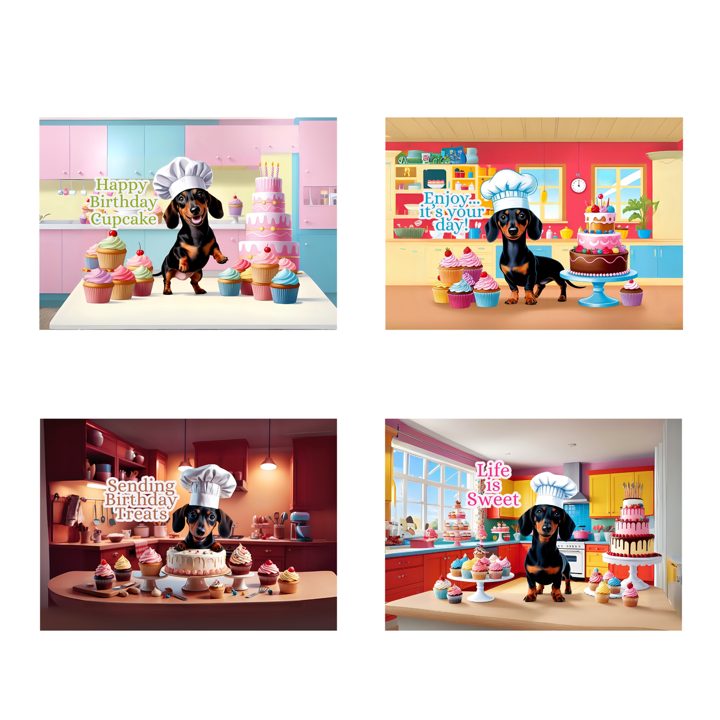 Dachshund Delights Birthday Greeting Card Set